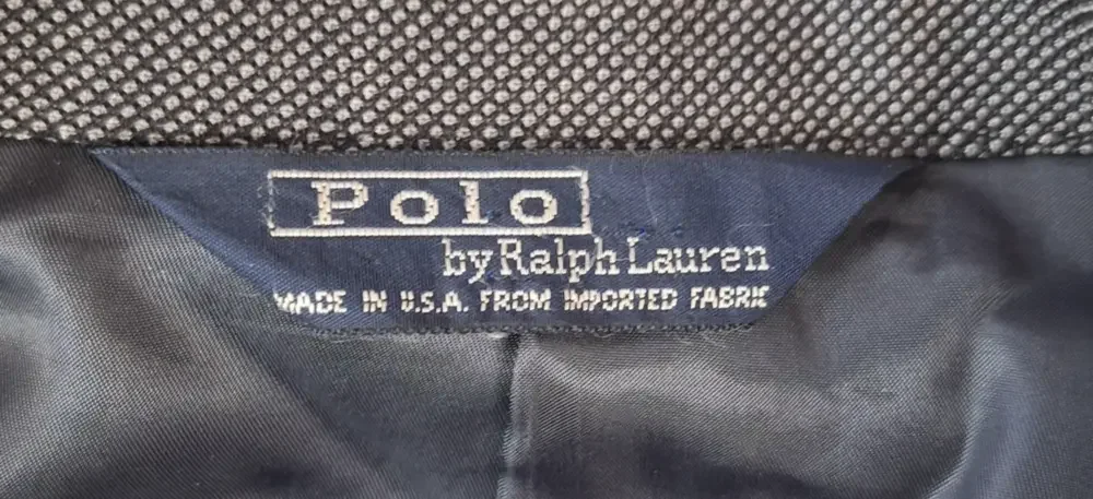 Vintage Polo Ralph Lauren Sport Coat Jacket Mens 44 Gray Check 2 Button USA 90s
